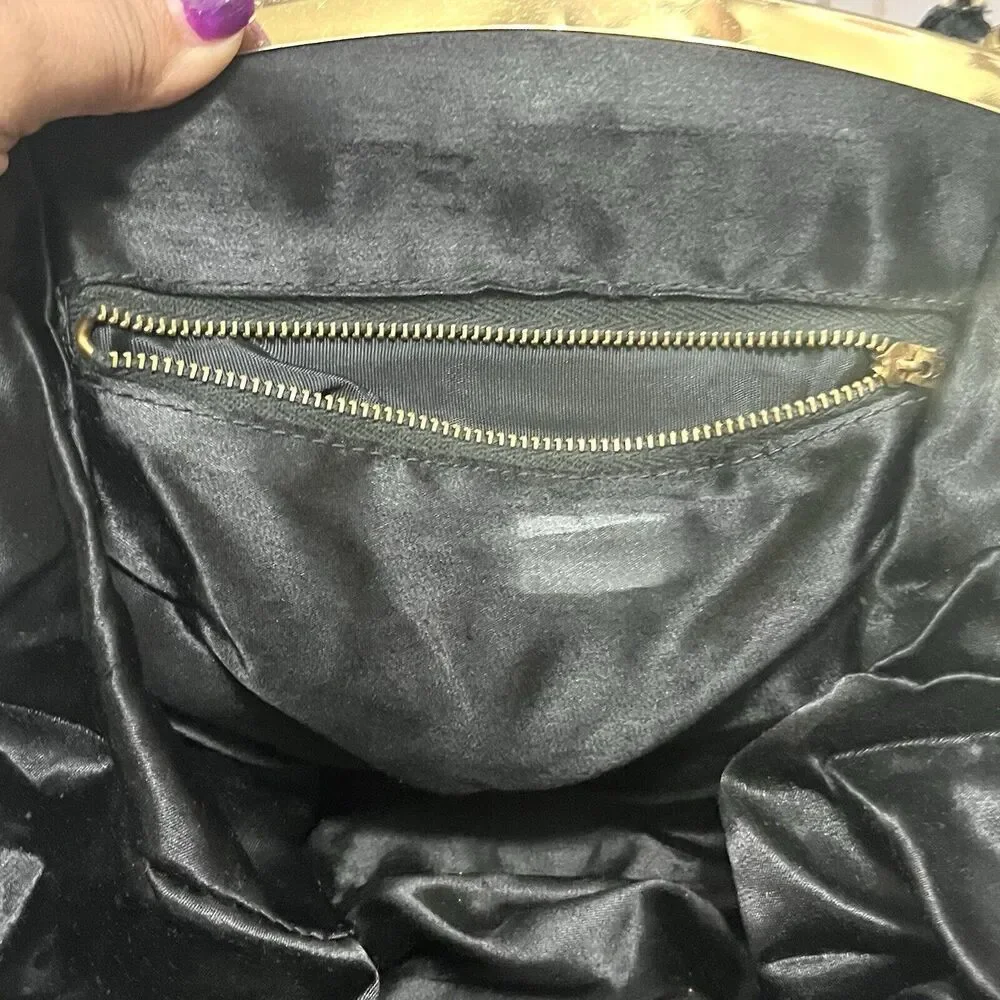 Vintage 1960’s Kadin Velvet Brocade Handbag Gold Tone Hardware